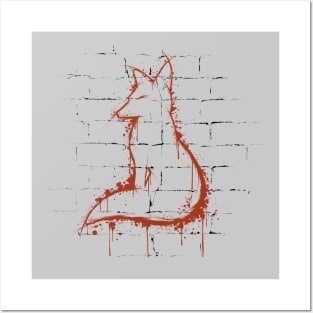 Urban Graffiti Street Art Fox Silhouette Posters and Art